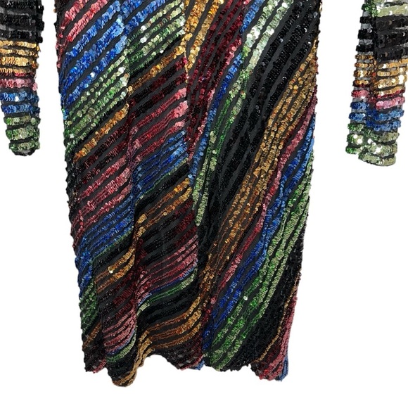 ALCOOLIQUE Sequin Mini Dress Multicolor Rainbow Size 12 Holiday Cocktail Party - Picture 12 of 16